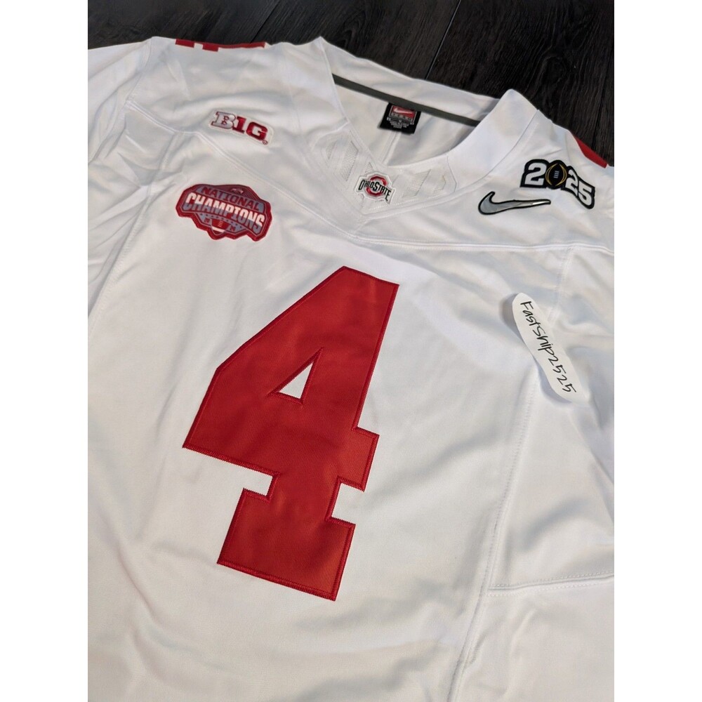 Jeremiah Smith #4 Ohio State Buckeyes White  🏈Jersey Stitched Size Large - Picture 4 of 4